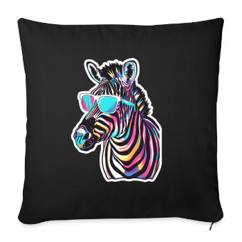 Lustiges Zebra mit Sonnenbrille für einen Zebra - Sofakissenbezug 45 x 45 cm - Schwarz - Vorne