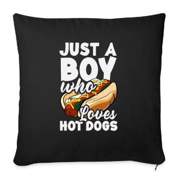 A Boy Who Loves Hot Dogs - Sofa pillowcase 17,3'' x 17,3'' (45 x 45 cm) - black - Front