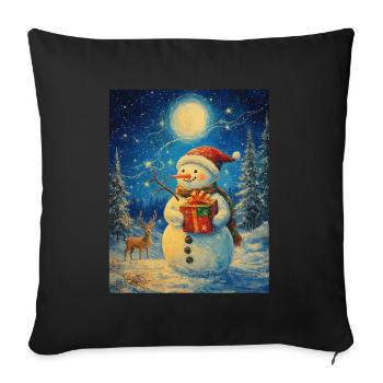 Snowman Christmas Women Men Children - Sofa pillowcase 17,3'' x 17,3'' (45 x 45 cm) - black - Front