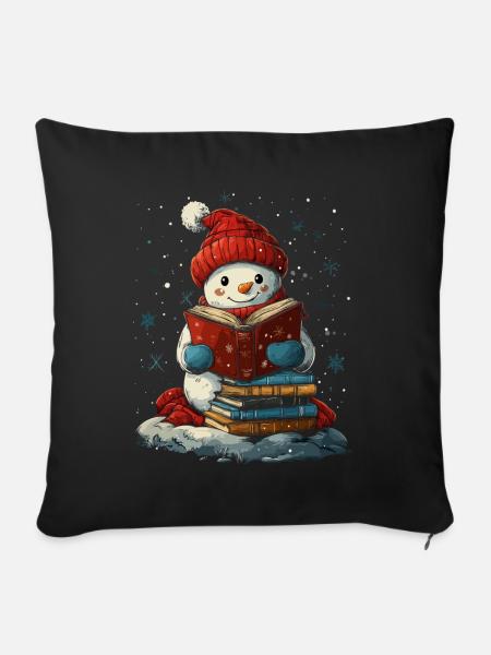 Schneemann Weihnachten Deko Frauen Männer Kinder - Sofakissenbezug 45 x 45 cm - Schwarz