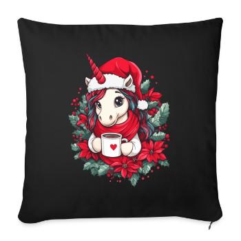 Unicorn Coffee Christmas Women Men Children - Sofa pillowcase 17,3'' x 17,3'' (45 x 45 cm) - black - Front