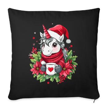 Unicorn Coffee Christmas Women Men Children - Sofa pillowcase 17,3'' x 17,3'' (45 x 45 cm) - black - Front