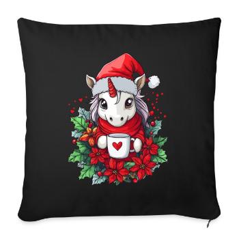 Unicorn Coffee Christmas Women Men Children - Sofa pillowcase 17,3'' x 17,3'' (45 x 45 cm) - black - Front