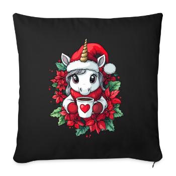 Unicorn Coffee Christmas Women Men Children - Sofa pillowcase 17,3'' x 17,3'' (45 x 45 cm) - black - Front