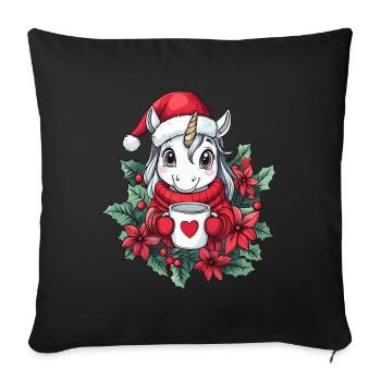 Unicorn Coffee Christmas Women Men Children - Sofa pillowcase 17,3'' x 17,3'' (45 x 45 cm) - black - Front