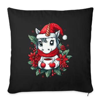 Unicorn Coffee Christmas Women Men Children - Sofa pillowcase 17,3'' x 17,3'' (45 x 45 cm) - black - Front
