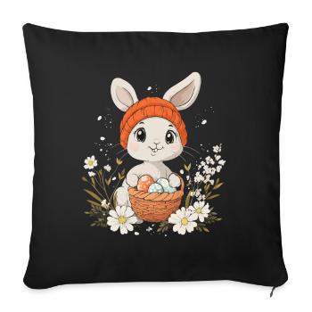 Easter Bunny Gift Easter Women Men Children - Sofa pillowcase 17,3'' x 17,3'' (45 x 45 cm) - black - Front