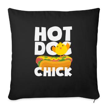 Hot Dog Poussin Style Drôle - Housse de coussin décorative 45 x 45 cm - noir - Devant