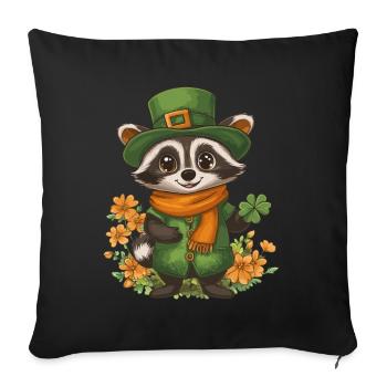 St Patricks Day Waschbär Deko Frauen Männer Kinder - Sofakissenbezug 45 x 45 cm - Schwarz - Vorne