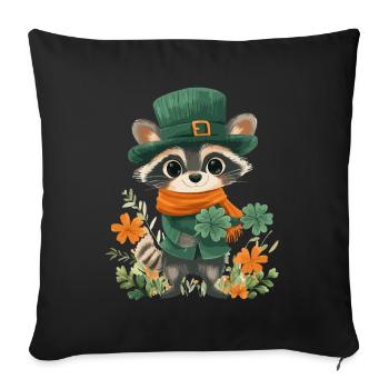 St Patricks Day Waschbär Deko Frauen Männer Kinder - Sofakissenbezug 45 x 45 cm - Schwarz - Vorne