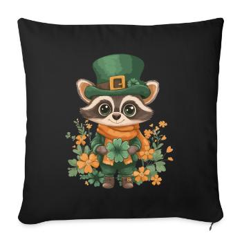 St Patricks Day Waschbär Deko Frauen Männer Kinder - Sofakissenbezug 45 x 45 cm - Schwarz - Vorne