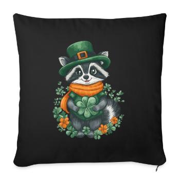 St Patricks Day Waschbär Deko Frauen Männer Kinder - Sofakissenbezug 45 x 45 cm - Schwarz - Vorne