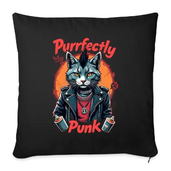 Punk Katze für einen Punker Katzenfreund - Sofakissenbezug 45 x 45 cm - Schwarz - Vorne