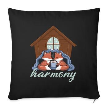 Harmony Füchse Winterhütten-Szene für ein Fuchs - Sofakissenbezug 45 x 45 cm - Schwarz - Vorne