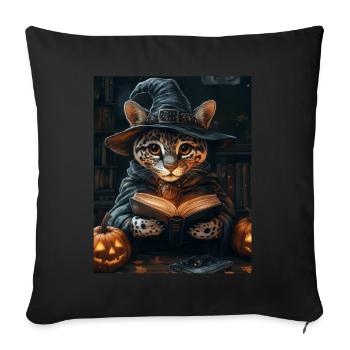 Halloween Geschenk Frauen Wildkatze Männer Kinder - Sofakissenbezug 45 x 45 cm - Schwarz - Vorne