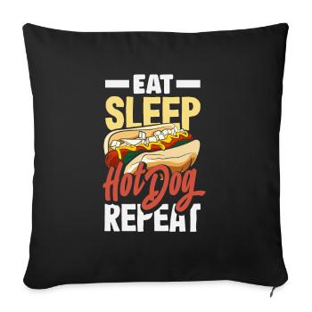 Eat Sleep Hot Dog Repeat Snack Fun - Sofa pillowcase 17,3'' x 17,3'' (45 x 45 cm) - black - Front