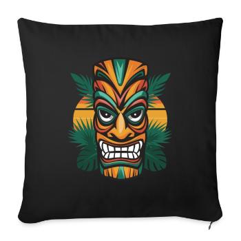 Tiki Kultur Maori Maske für einen Tkik Fans - Sofakissenbezug 45 x 45 cm - Schwarz - Vorne