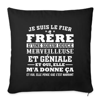 Frère Et Sœur Cadeau Humour Cadeau - Housse de coussin décorative 45 x 45 cm - noir - Devant