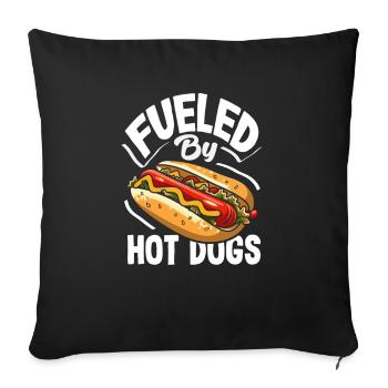 Powered by Hot Dogs Enjoyment - Sofa pillowcase 17,3'' x 17,3'' (45 x 45 cm) - black - Front