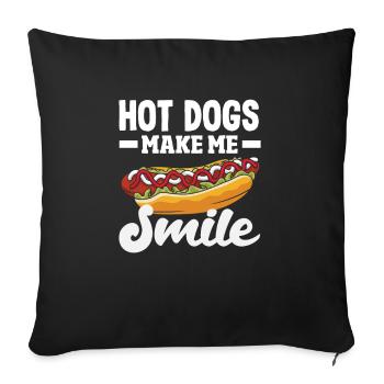 Hot Dogs Make Me Smile - Sofa pillowcase 17,3'' x 17,3'' (45 x 45 cm) - black - Front