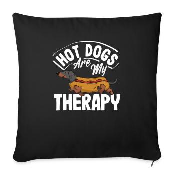 Hot Dogs Are My Therapy Joy - Sofa pillowcase 17,3'' x 17,3'' (45 x 45 cm) - black - Front