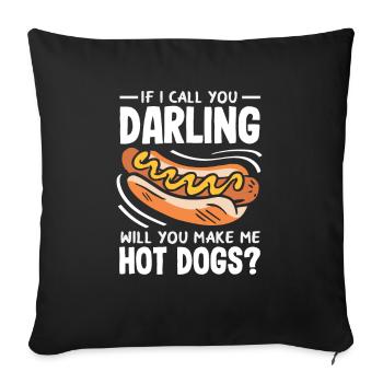 Hot dogs for hungry darlings - Sofa pillowcase 17,3'' x 17,3'' (45 x 45 cm) - black - Front