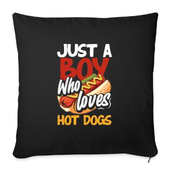 A Boy Who Loves Hot Dogs For Hot Dog Fans - Sofa pillowcase 17,3'' x 17,3'' (45 x 45 cm) - black - Front