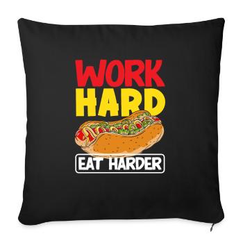 Work Hard Hot Dog Enjoy More - Sofa pillowcase 17,3'' x 17,3'' (45 x 45 cm) - black - Front