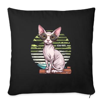 Lustige Verkleidete Nacktkatze Kostüm - Sofakissenbezug 45 x 45 cm - Schwarz - Vorne