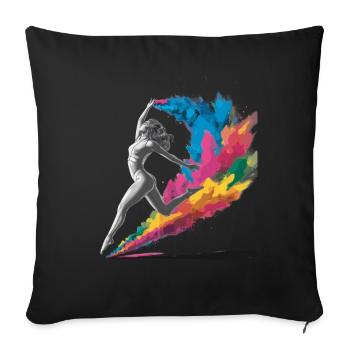 Muschel Strand Szene Serene Ozean Landschaft - Sofakissenbezug 45 x 45 cm - Schwarz - Vorne