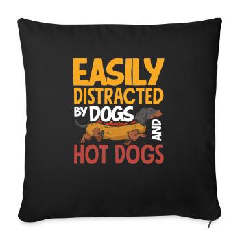 Facilement distrait par les chiens et les hot-dogs - Housse de coussin décorative 45 x 45 cm - noir - Devant