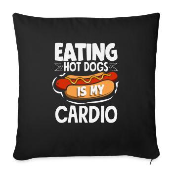 Hot Dog Love : la nourriture est mon plaisir cardio - Housse de coussin décorative 45 x 45 cm - noir - Devant