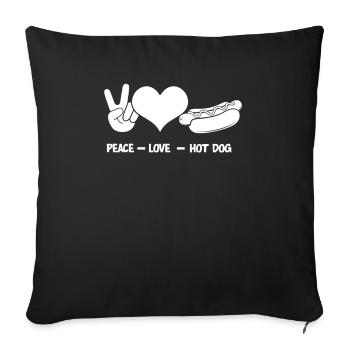 Peace Love Hot Dogs Fun Snack - Sofa pillowcase 17,3'' x 17,3'' (45 x 45 cm) - black - Front