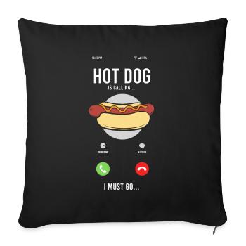 Hot Dog Calls For Hot Adventures - Sofa pillowcase 17,3'' x 17,3'' (45 x 45 cm) - black - Front