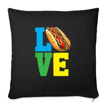 L’amour des hot-dogs et de la nourriture - Housse de coussin décorative 45 x 45 cm - noir - Devant