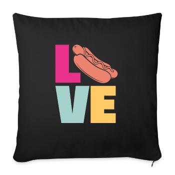 Love for hot dog fans - Sofa pillowcase 17,3'' x 17,3'' (45 x 45 cm) - black - Front