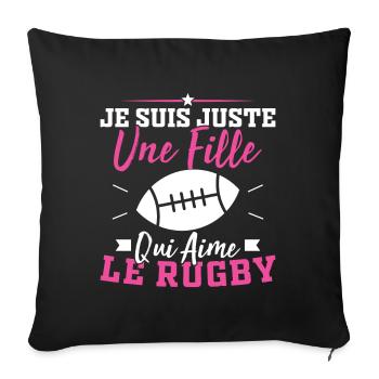 I'm just a girl who loves rugby - Sofa pillowcase 17,3'' x 17,3'' (45 x 45 cm) - black - Front