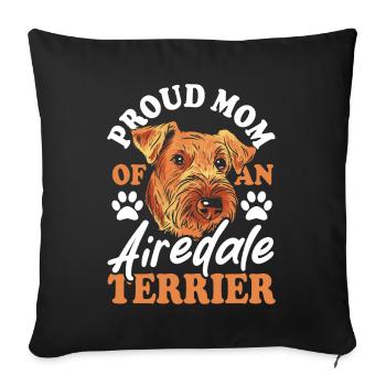 Airedale Dog Mom Grooming Airedale Terrier - Sofa pillowcase 17,3'' x 17,3'' (45 x 45 cm) - black - Front