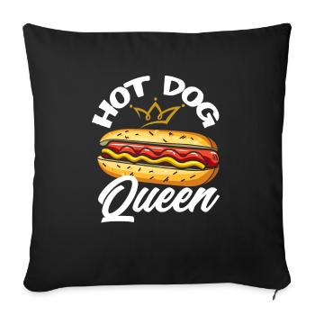 Hot Dog Queen Crown Funny - Sofa pillowcase 17,3'' x 17,3'' (45 x 45 cm) - black - Front
