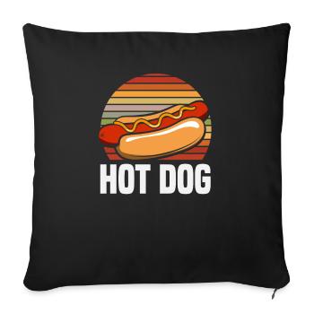 Hot Dog Vintage Style Graphique Rétro - Housse de coussin décorative 45 x 45 cm - noir - Devant
