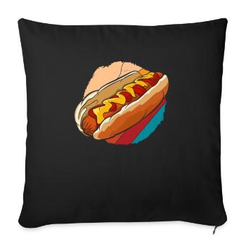 Delicious Hot Dog Illustration for Foodies - Sofa pillowcase 17,3'' x 17,3'' (45 x 45 cm) - black - Front