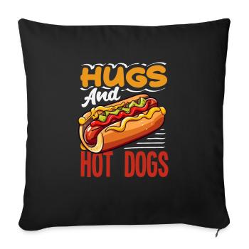 Hug and hot dogs fun - Sofa pillowcase 17,3'' x 17,3'' (45 x 45 cm) - black - Front