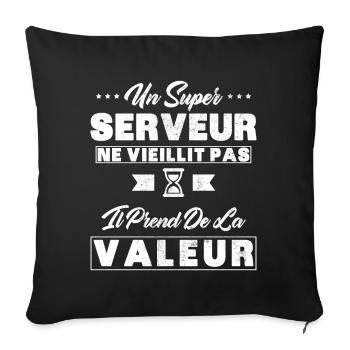 Ein Superserver altert nicht als Geschenkserver - Sofakissenbezug 45 x 45 cm - Schwarz - Vorne