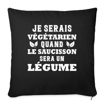 végétarien végane végan - Housse de coussin décorative 45 x 45 cm - noir - Devant