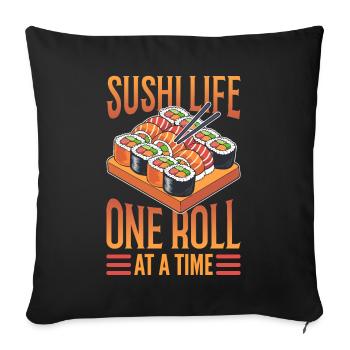 Buffet de sushis pour adultes - Housse de coussin décorative 45 x 45 cm - noir - Devant