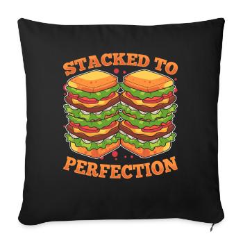 Fun sandwich with ham, meat, tomatoes, - Sofa pillowcase 17,3'' x 17,3'' (45 x 45 cm) - black - Front