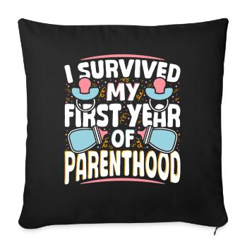 Education - surviving the first year of parenthood - Sofa pillowcase 17,3'' x 17,3'' (45 x 45 cm) - black - Front