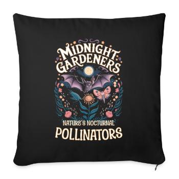 Moths Bats Night Pollinators - Sofa pillowcase 17,3'' x 17,3'' (45 x 45 cm) - black - Front