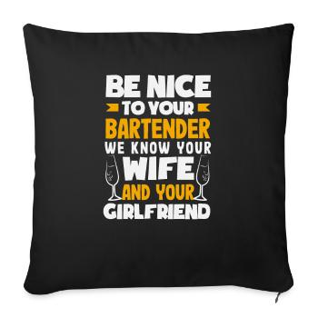 Lustiger Barkeeper Spruch Barkeeper Geschenk - Sofakissenbezug 45 x 45 cm - Schwarz - Vorne