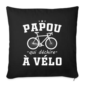 Papou qui déchire à Vélo Humour Cadeau Grand-père - Housse de coussin décorative 45 x 45 cm - noir - Devant